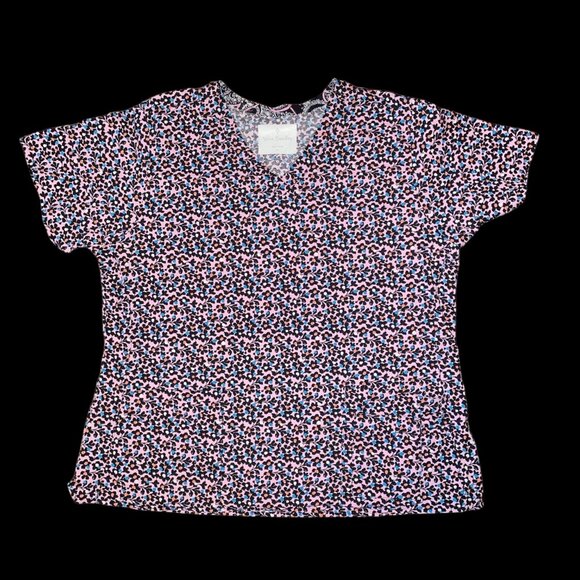 Vera Bradley Women's Pink Floral Print V-Neck Scrub Top XL - Picture 1 of 7